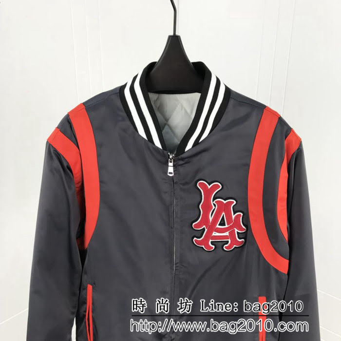 GUCCI古馳 18秋冬最新款 字母logo刺繡 LA飛行員絲綢加棉夾克外套 男女同款 ydi1741